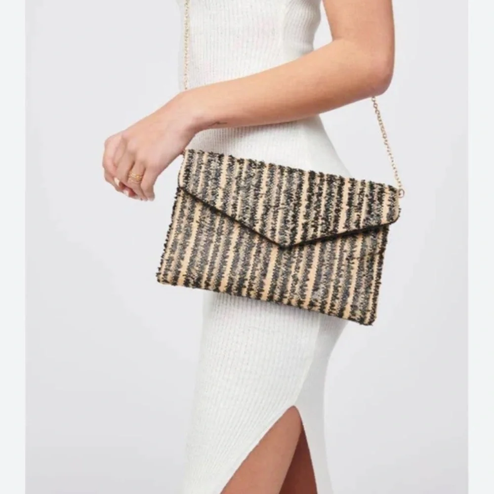 Urban Expressions Black and Tan Woven Clutch
